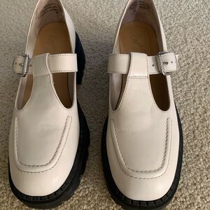Seychelles White Leather Mary Jane Shoes